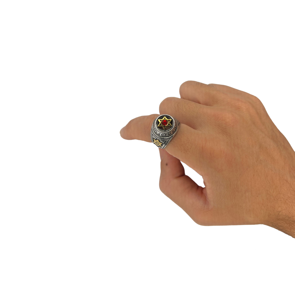 Anel Estrela de David Prata