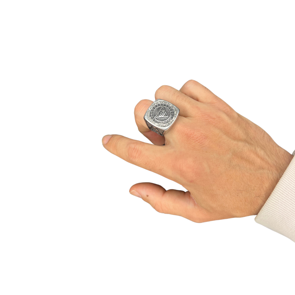 Anel Illuminati Maçonaria Prata