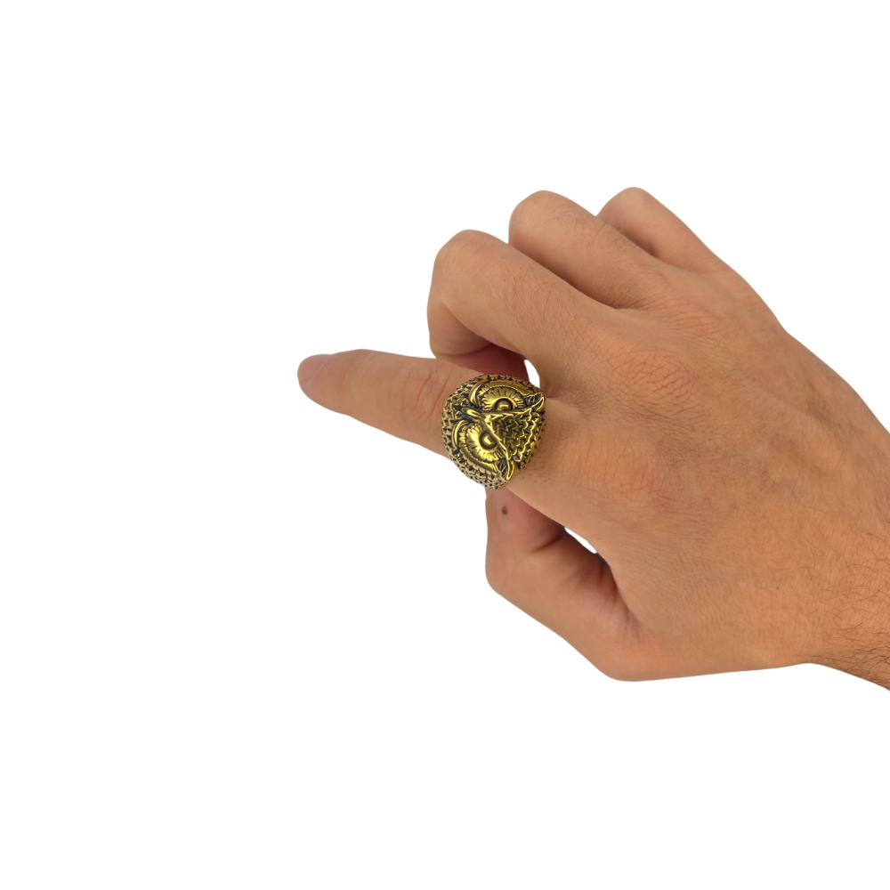Anel Coruja Dourada